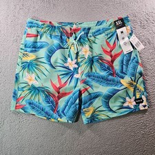 NWT Hurley Board Shorts Swim Trunks Men XXL No Liner Palm Leaf Green Blue Red