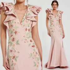 Mac Duggal NEW Blush Pink Flutter Sleeve Embellished Mermaid Gown 898 - Size 2