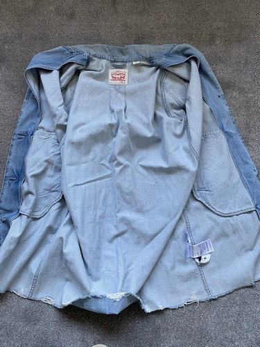 Levis Long Denim Jacket Coat Medium - Picture 8 of 8