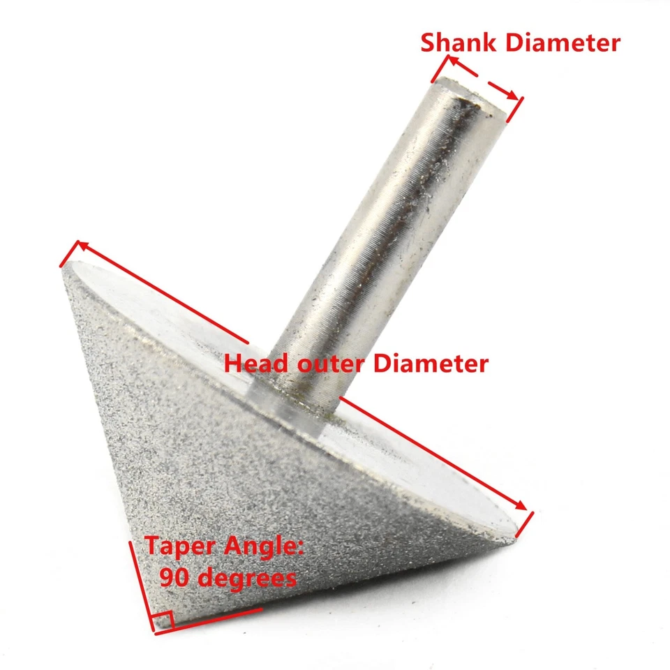 15-60mm Diamond Grinding Head Rotary TAPER Angle Drills Chamfer Hole for Glass - Image 4 of 4