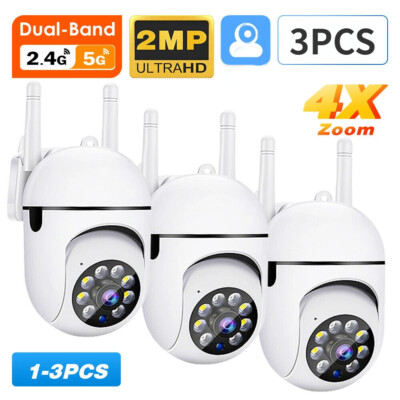 3PCS Camaras De Seguridad 5G Wifi Exterior Inalambrica Con Vision Nocturna  1080P