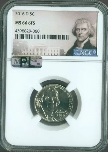 2016 D Jefferson Nickel NGC MS66 FS PL Quality