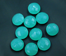 Pair Of Hydro Aqua Chalcedony Quartz Top Half Drilled Briolette Round Beads 16MM