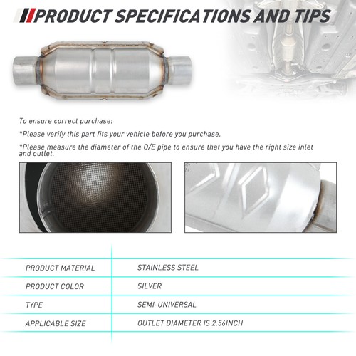 2.5" Car Catalytic Converter Inlet & Outlet EPA Stainless Steel For Pontiac G6 - Picture 8 of 12