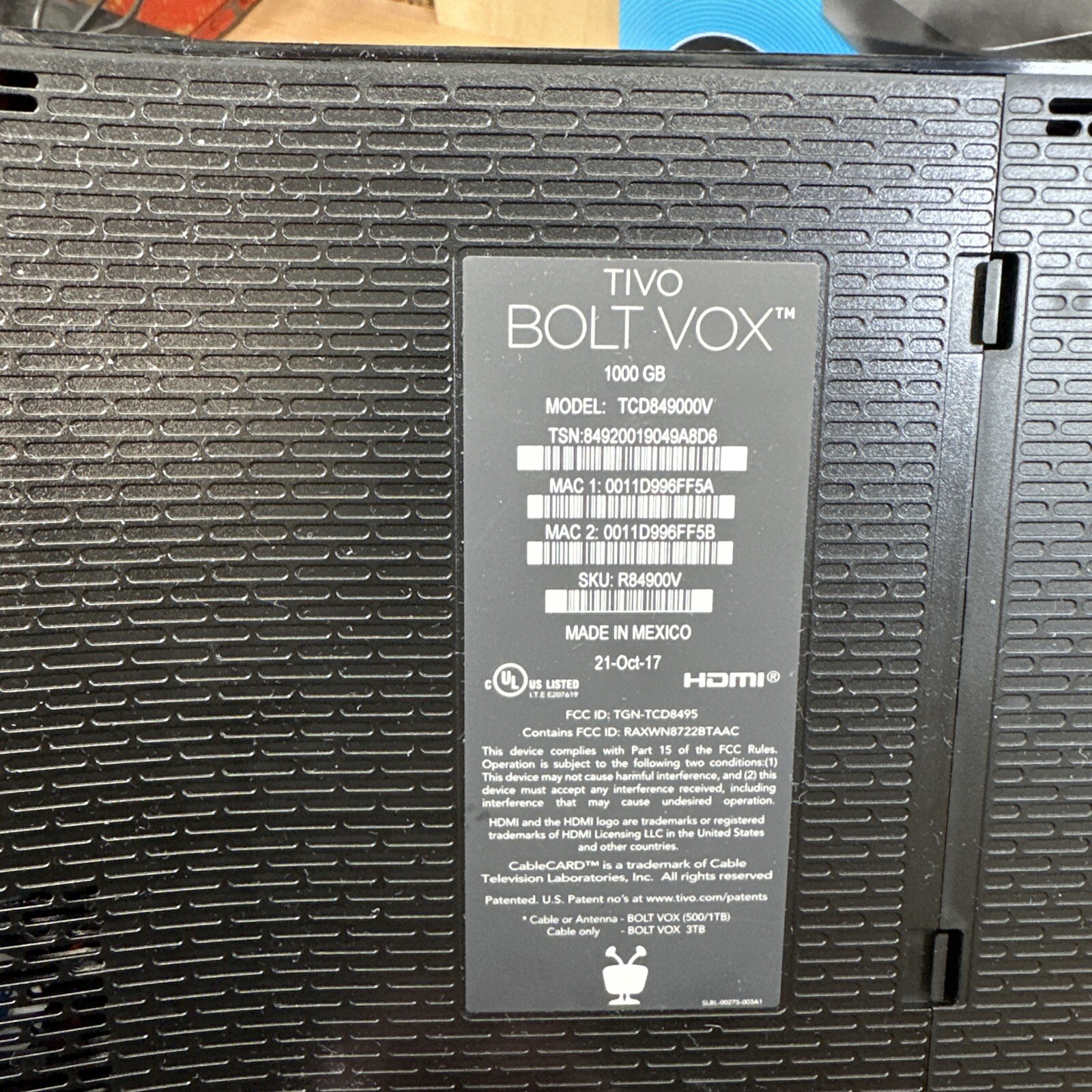 TiVo BOLT VOX 1TB HDD 4K DVR with Voicecontrol 851342000537 eBay