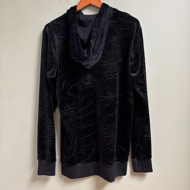 Sudadera con Capucha KILLSTAR Mujer Terciopelo Negro Telaraña Talla XS Vamp Goth Grunge Foto 4 de 4