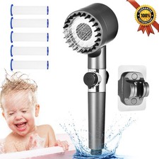 FILTERED SHOWER HEAD WITH HIGH PRESSURE 4 SPRAY SETTINGS AND STOP BUTTON