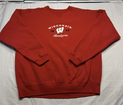 #ad Wisconsin Badgers Sweatshirt Mens XL Red Football J America Crewneck Vintage 90s $41.99