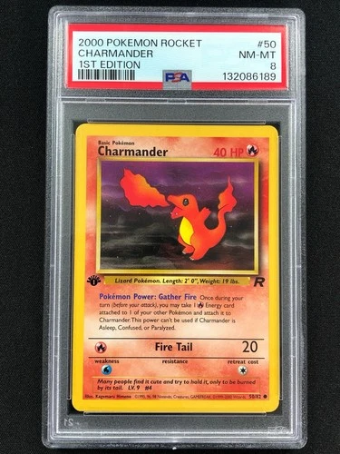 Pokemon 2000 Rocket Charmander 1st 50/82 PSA 8