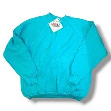 Vintage 1992 Fruit of the Loom Teal Sweatshirt Made USA Womens Large NOS NWT