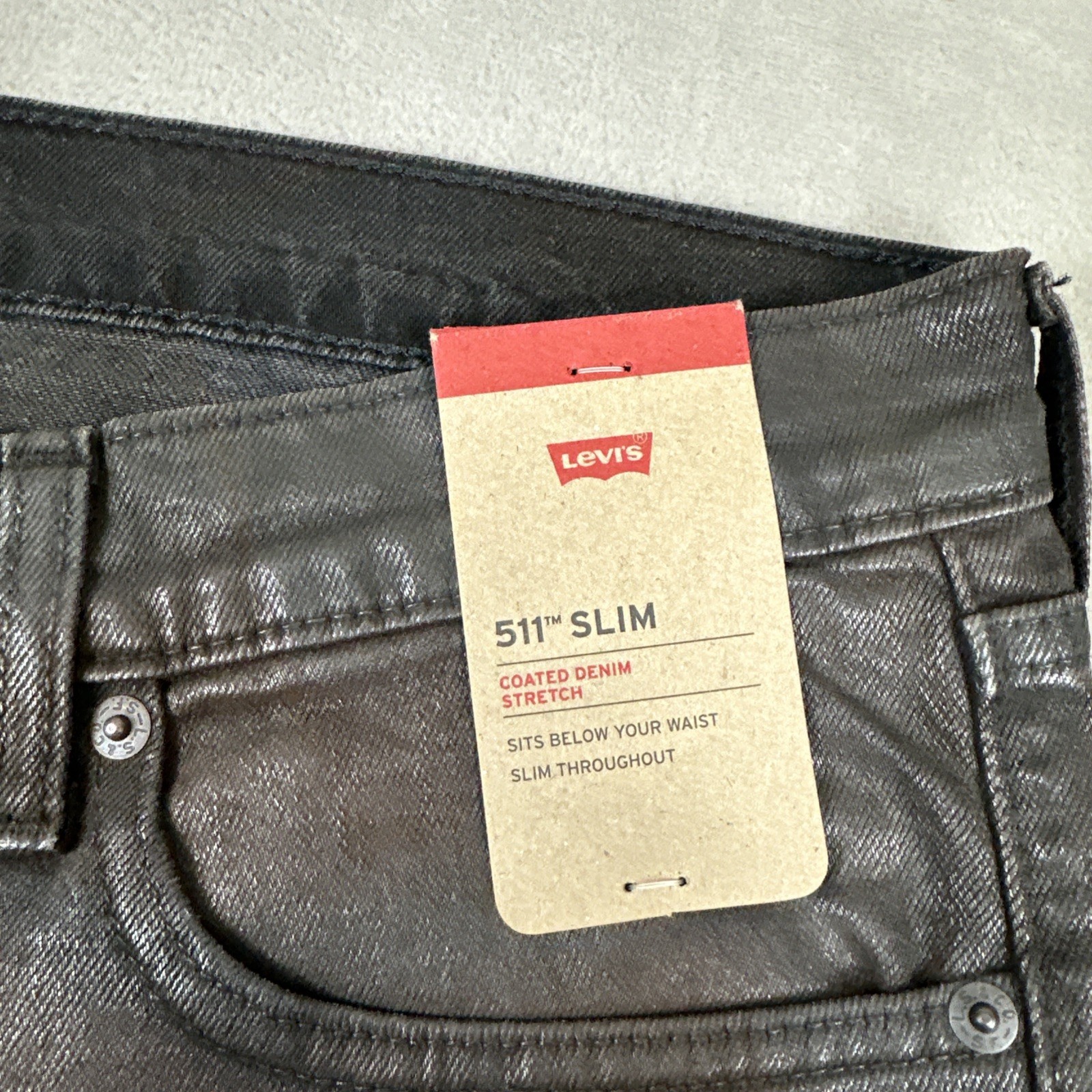 Levi's 511 Slim Jeans Men's Size 33x32 Brown Coated Demin Stretch thumbnail 3