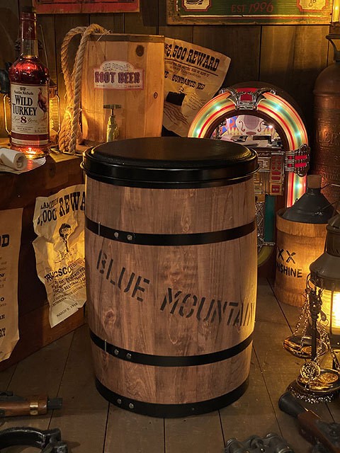 Coffee Wooden Barrel Chair in Brown by American Goods 1616