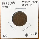 1886 United States Indian Head Cent 1C (Type 1) (BN)