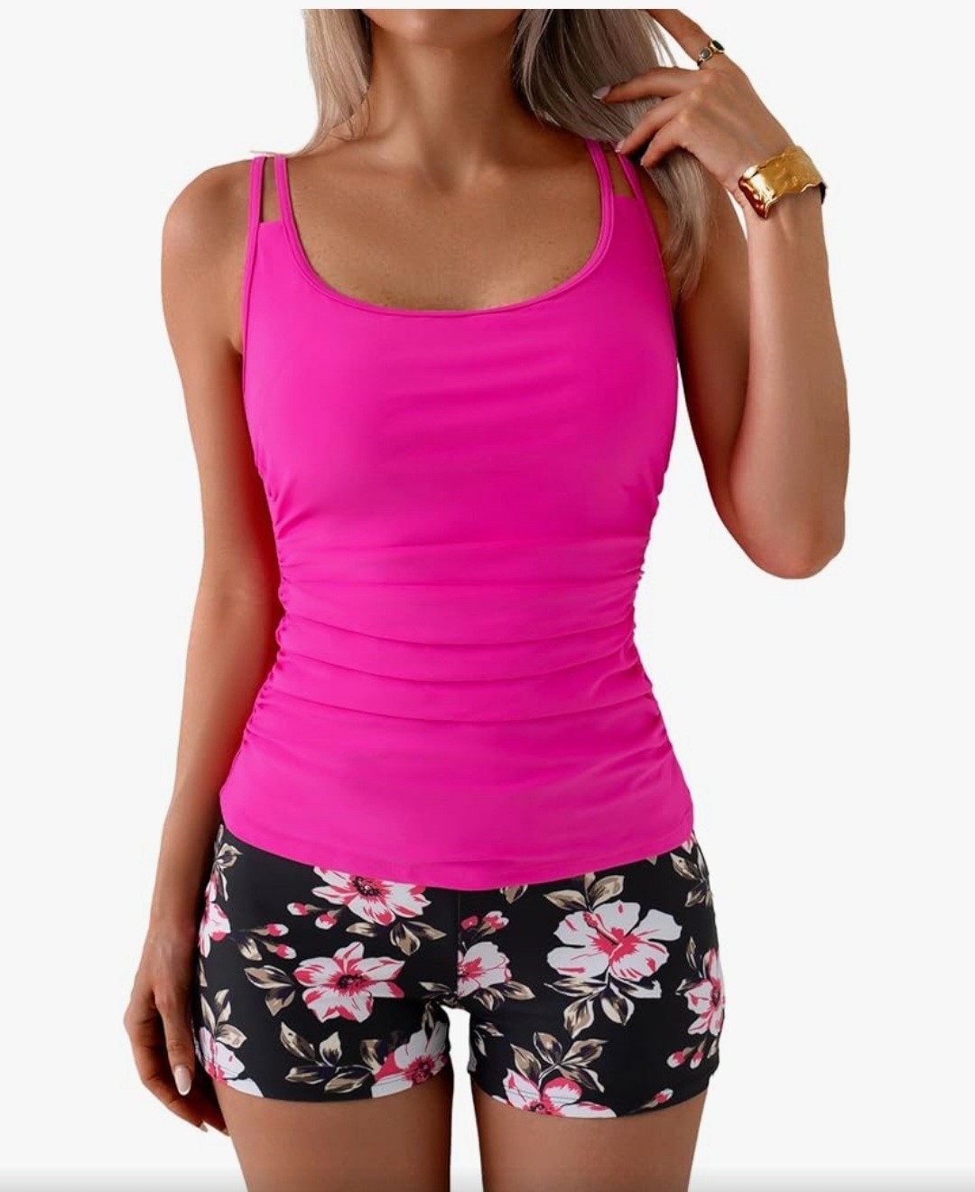 Eomenie Size L, Women's Swimsuit Tankini Set Modest Tummy Control Slimming...