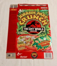1997 FLAT CEREAL BOX JURASSIC PARK CRUNCH THE LOST WORLD WORD SEARCH GAME 