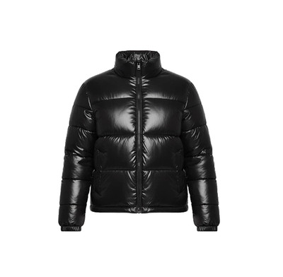 Men's Fashion Nova Super High Gloss Shine it On Black Puffer Jacket size Large
