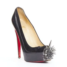 CHRISTIAN LOUBOUTIN Asteroid 140 black silver punk spike strass platform EU39