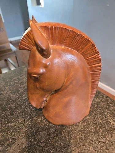 Vintage Lladro Brown Horse Head Porcelain Sculpture
