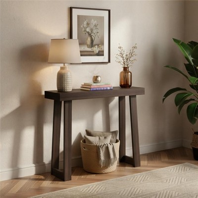 Console Table 36 Inch Solid Wood Plank+Beam Sofa Narrow Entryway Hallway Behind