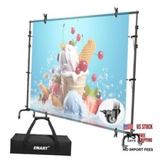 10x7.7ft Rolling Backdrop Stand with Wheels, Adjustable and 7.7x10ft Black