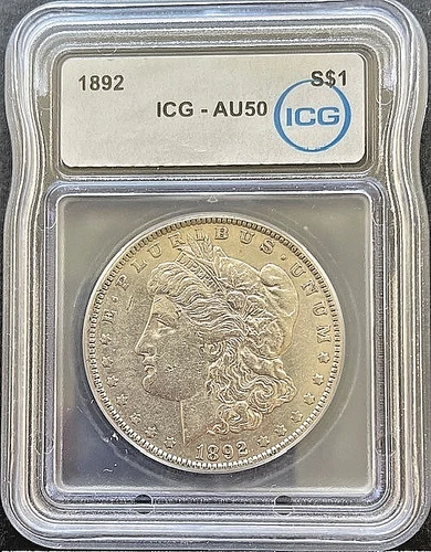1892 (Philadelphia Mint) Morgan Silver $1 Dollar - Nice Coin - Graded -ICG AU50