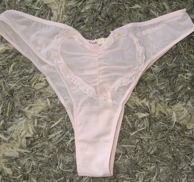 Adore Me/VS Ruffled Heart Mesh Tanga Cheekini Panty NEW Large Pink