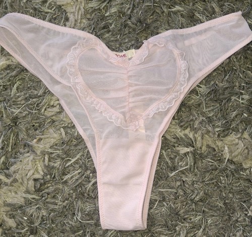 Adore Me/VS Ruffled Heart Mesh Tanga Cheekini Panty NEW Medium Pink