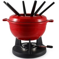 Swissmar 9-Tlg. Gusseisen Fondue Set 24 Cm Induktion Rot Gusstopf FüR 6 Personen