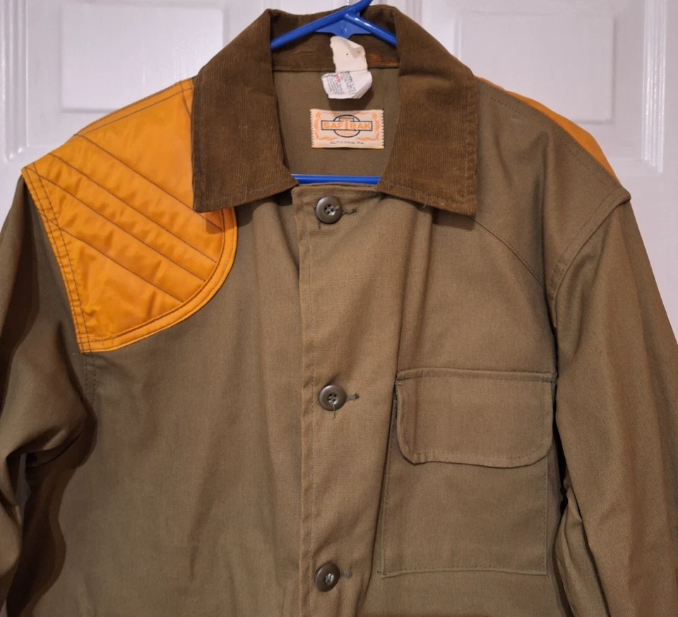 De Colección SafTBak Chaqueta Para Hombres Grande Caza Lona Juego Bolsa EE. UU. Naranja Marrón Acolchada Foto 2 de 4