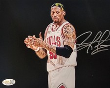 Dennis Rodman Signed METALLIC Photo 8x10  NWO Bulls Worm Autograph HOF JSA HOGAN