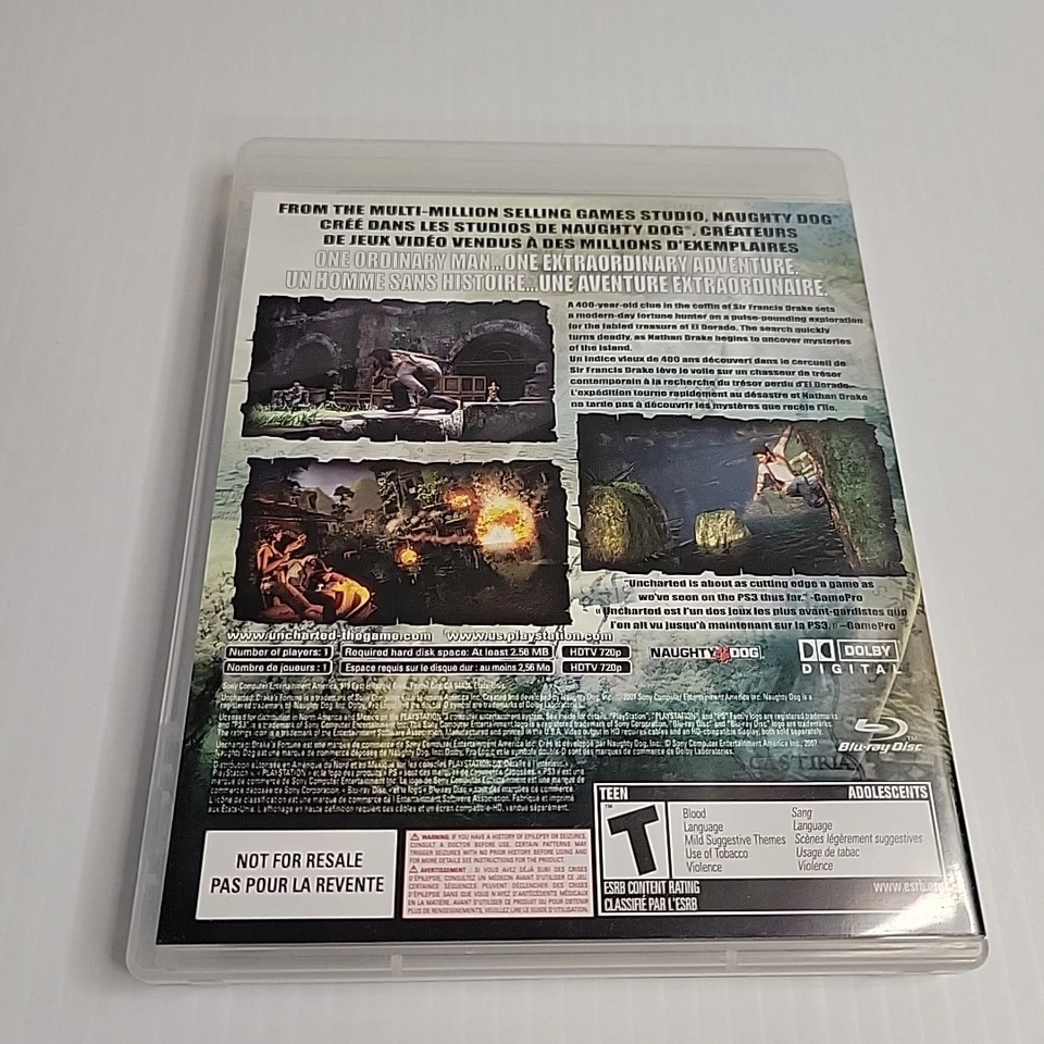 Uncharted: Drake's Fortune (Sony PlayStation 3 PS3, 2007) CIB Completo con Manual Foto 4 de 4
