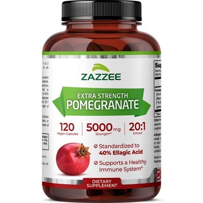Zazzee Extra Strength Pomegranate 20:1 Extract, 5000 mg 120 Count (Pack of 1) 