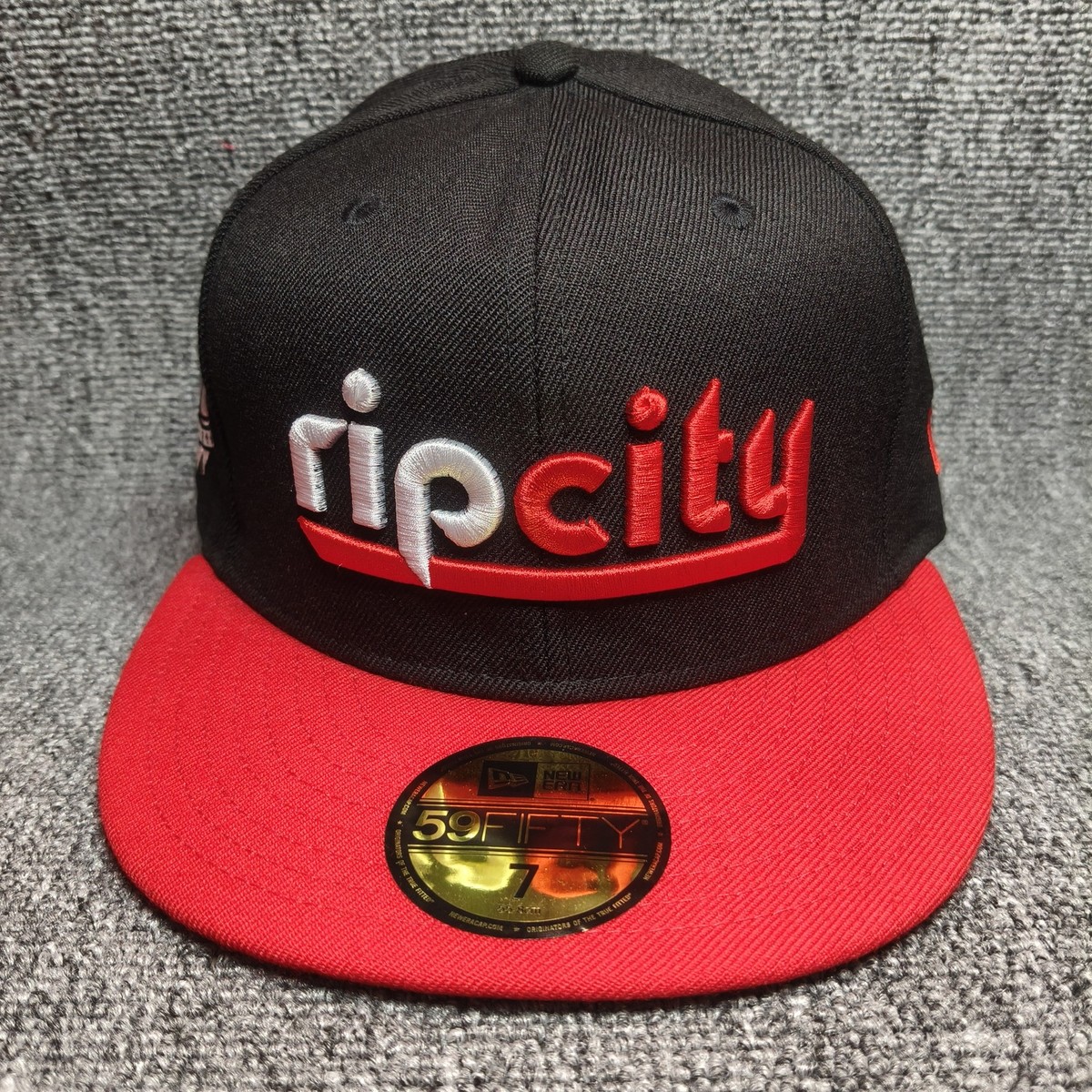 New Era Portland Trail Blazers Rip City 59FIFTY Black Red Hat NBA Patch