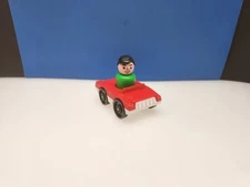 Vintage Fisher-Price Little People HTF Drive-up Gas Station Red Car & Dad EUC 