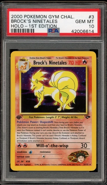 Pokemon Brock's Ninetales Gym Challenge 3/132 Holo 1st Edition PSA 10 Gem Mint