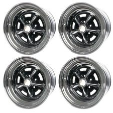 1965-1973 Ford Mustang Chrome/ Black 15"X8" Magnum 500 Wheel Set