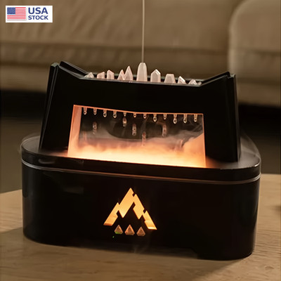 Rain Cloud Flame Humidifier Black Ultrasonic Aroma Diffuser 3 Timer- 300ML