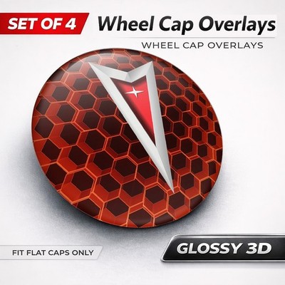 Pontiac Wheel Cap Overlays 3D Domed Resin Center Cap Stickers Set of 4