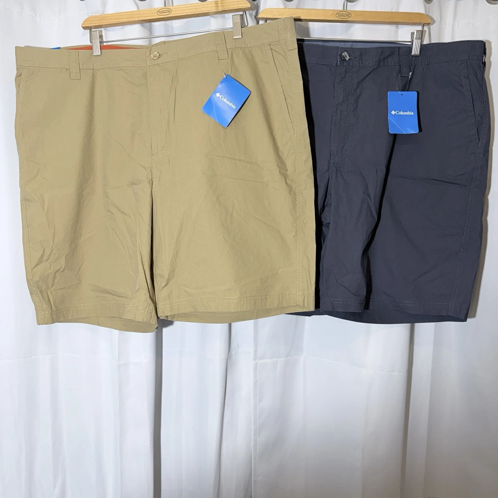 Columbia Men Shorts 46 Waist Khaki Gray Lot Washed Out 10in Inseam Cotton NWT