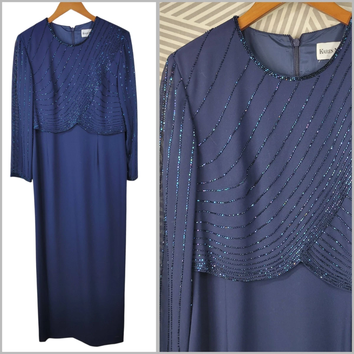 Vestido Largo Miss Chase - Gasa, Cuello V, Con Bolsillos, Poliéster, Ideal Para Ocasiones Especiales