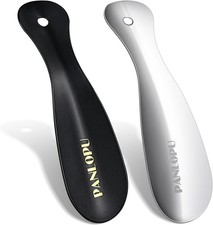 Metal Shoe Horn 7.5Inch Portable Quality Stainless Steeln Black Silvery