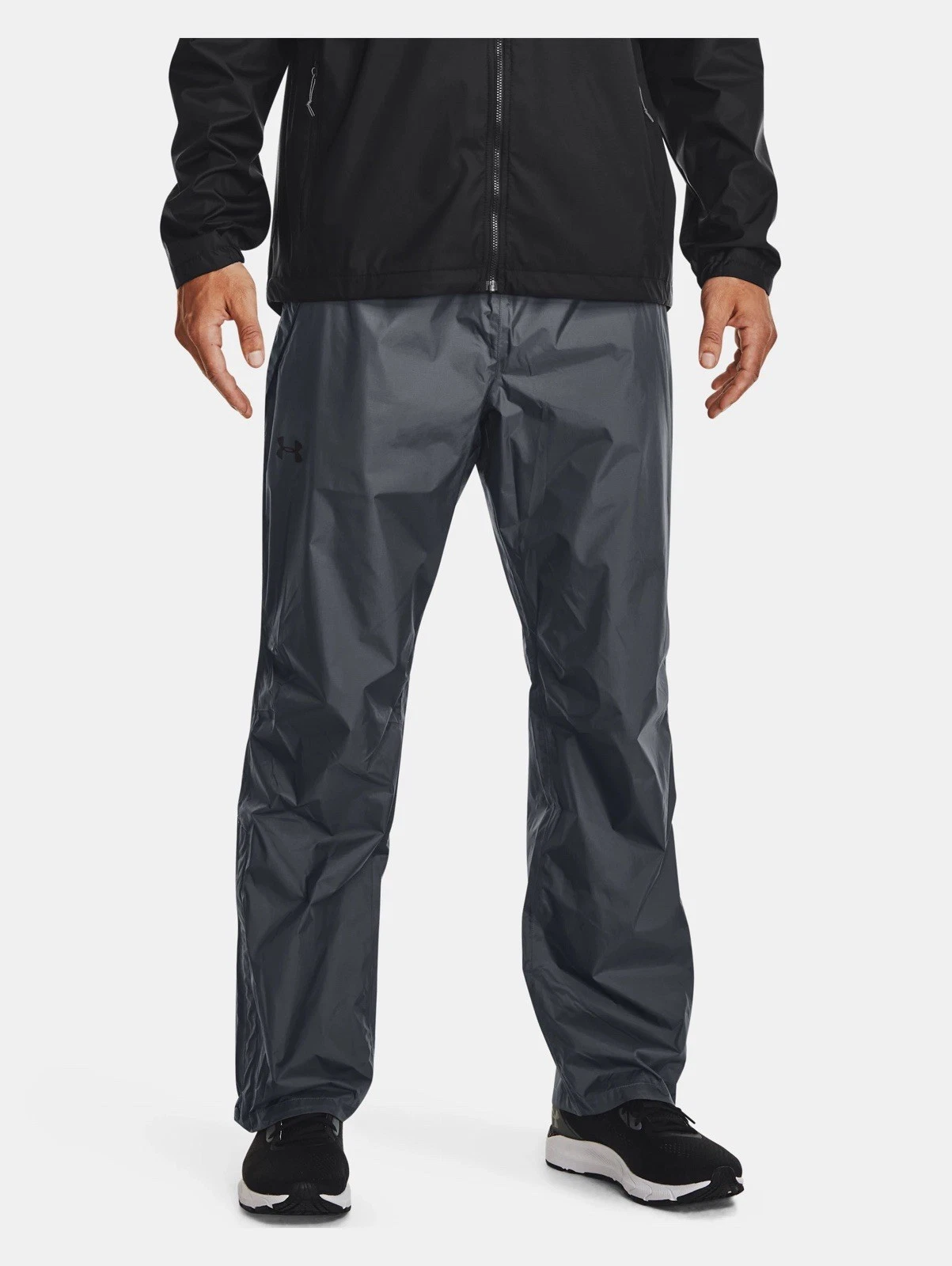 Size L- Under Armour Men’s Stormproof Cloudstrike Rain Pants, Gray.
