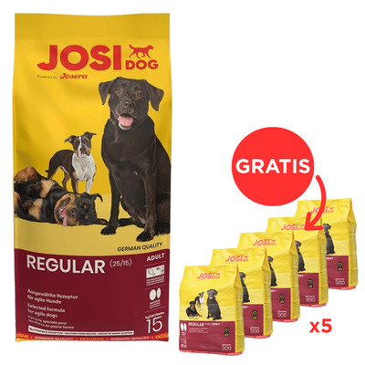 JOSERA JosiDog Regular Adult hunde 15 kg + JosiDog Regular 5 x 900 g GRATIS