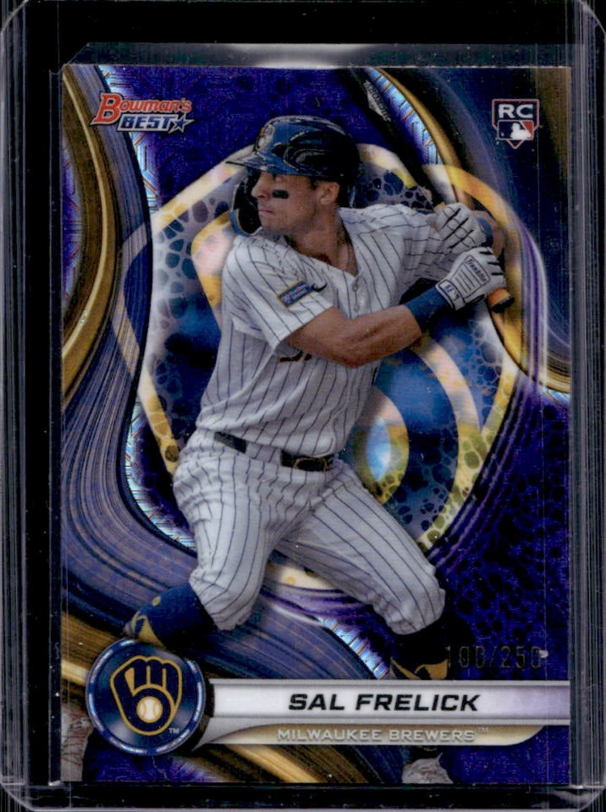 2024 Bowman's Best Sal Frelick RC Purple Mojo Refractor Rookie #106/250 Brewers