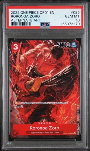 2022 ONE PIECE OP01-ROMANCE DAWN ALTERNATE ART #025 RORONOA ZORO PSA 10