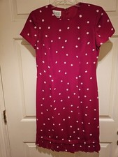 Vintage RED & WHITE Polka Dot Dress/ Pleated Chiffon Ruffle Hem By David Warren