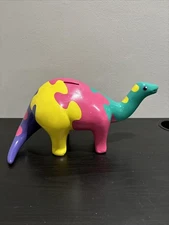 CERAMIC DINOSAUR MAYABELLA HAND PAINTED BY IZAMAL YUCATAN MEXICO PIGGY BANK