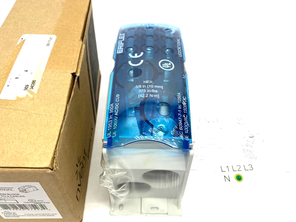 nVent Eriflex 569209 Power Distribution Block 2 Cables to 9 Cables UD2C9C1250AL - Image 3 of 4