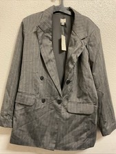 Women's Double Breasted Blazer - A New Day Gray Size L