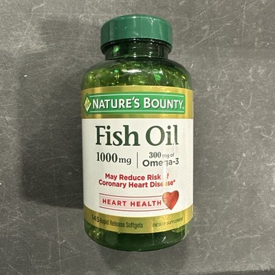 Nature's Bounty Fish Oil Rapid Release Softgels 1000mg for Heart Health 145 Ct
